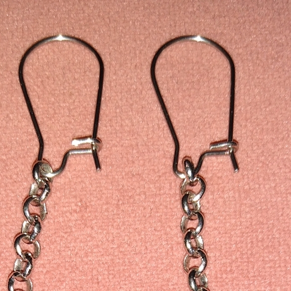 Silver Spike Long Chain Earrings Handmade Goth Steel Ear Wires Punk Biker KATTA - Picture 5 of 8